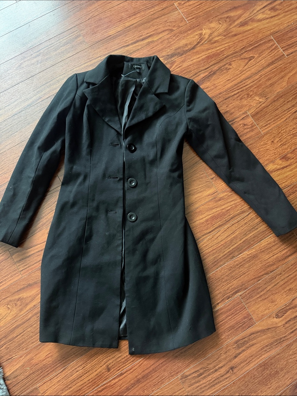 Black Women's Tailored Button-Front Coat